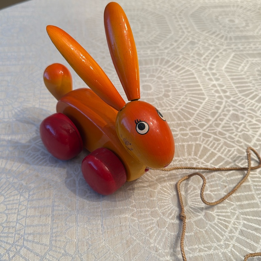 Vintage pull toy rabbit